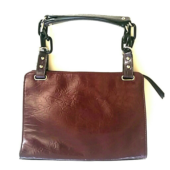 EXPRESS Purple Wine Satchel Attaché Handle Bag - Picture 2 of 8